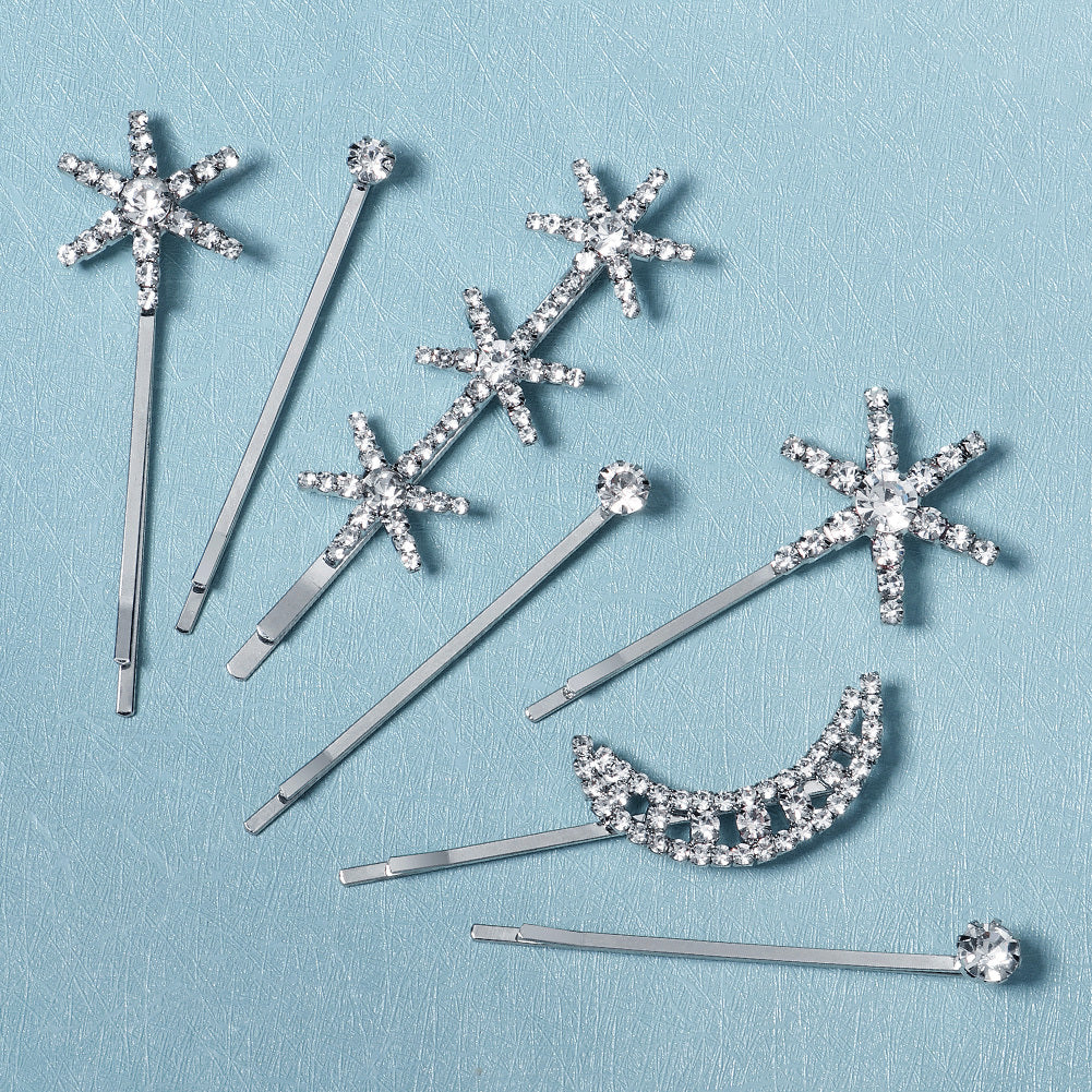 Crystal Hair Pins Metal Rhinestone Hair Bands 7pcs