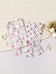 Special Fabric Girls Pants Cherry & Circle Print Girls Leggings 2pcs Set