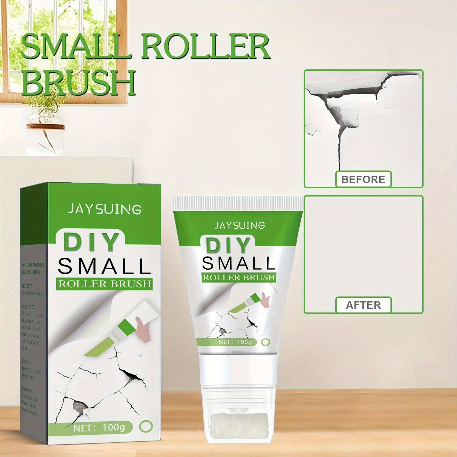 Non-Toxic Small Roller Brush for Wall Repair Paint Covering - 100g