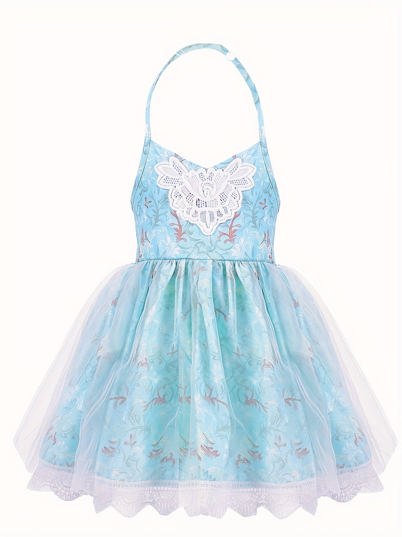 Vintage Toddler Halter Neck Dress with Tulle Lace - Baby Girl Summer Dress