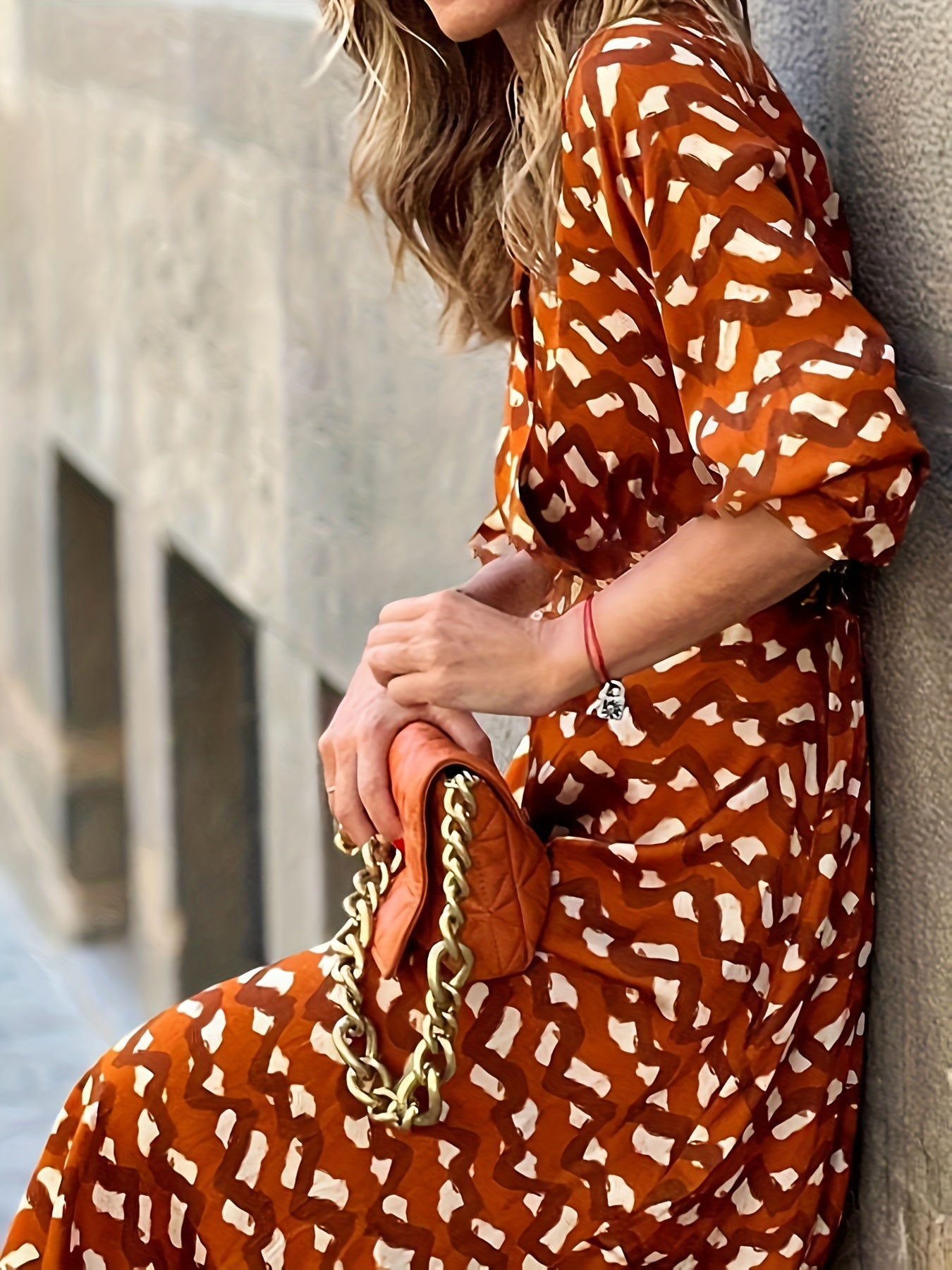 Plus Stripe Print V-Neck Maxi Dress