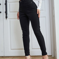 High Waist Skinny Jeans Slash Pockets Stretchy