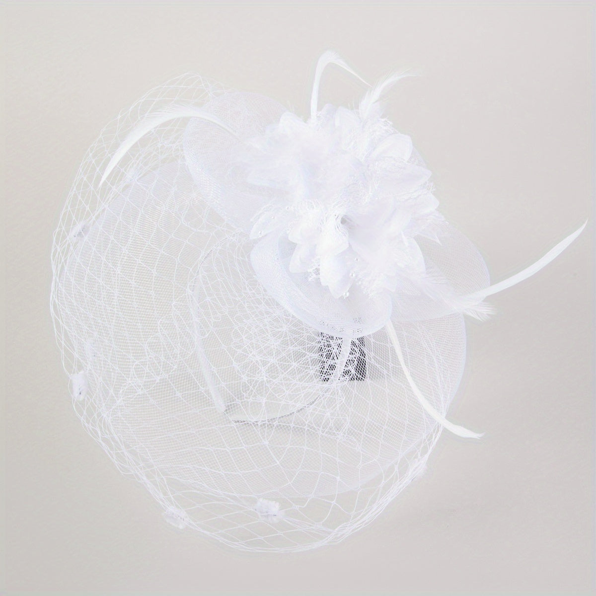 Women Flower Feather Fascinator Tea Party Hat Hand Work Headband