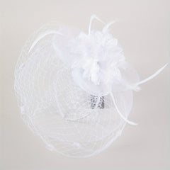 Women Flower Feather Fascinator Tea Party Hat Hand Work Headband