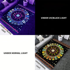 UV Light Flannel Luminous Tarot Pattern Rug Non Slip Mat