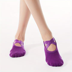 Women's Breathable Sports Socks Anti Slip Casual Yoga Cross Strap