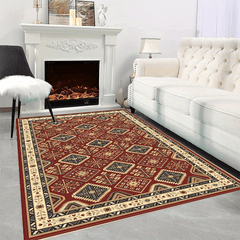 Dark Red American Classic Pattern Large Carpet Soft Area Carpet