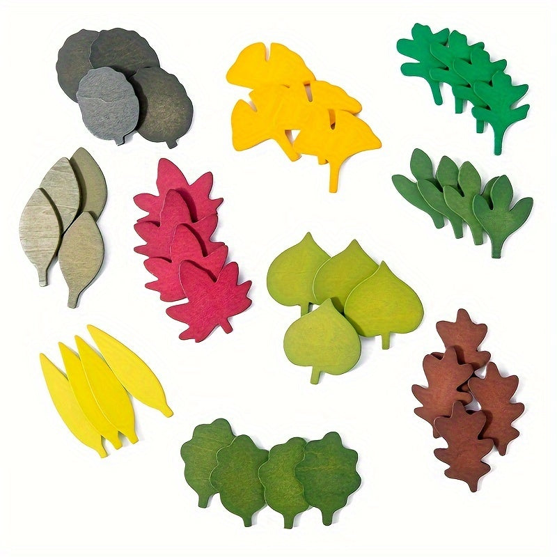Wooden Leaf Shapes Puzzle Set for Kids Natural Wood Toy Educational Activity