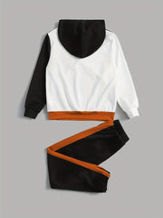 Boys 2pcs Hoodie Top & Sports Trousers Set for Spring/Autumn