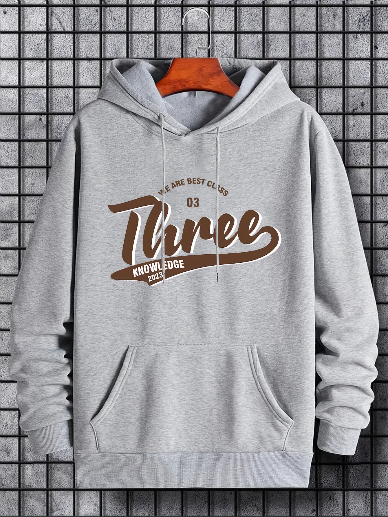 Men's Three Print Hoodie Casual Stretch Hooded Sweatshirt