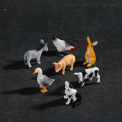 Mini Farm Wild Animal Doll Set Cow Rabbit Sheep Educational Toy Gift