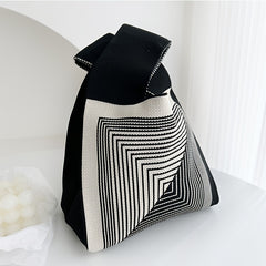 Checkerboard Tote Bag Casual Knit Handbag for Travel Gym & Outdoor Sports