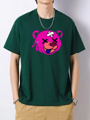 Men's Bear Head Print T Shirt Short Sleeve Casual Top