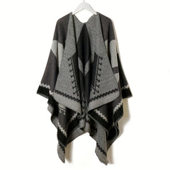 Vintage Jacquard Large Shawl Cashmere Cape Scarf Blanket Poncho