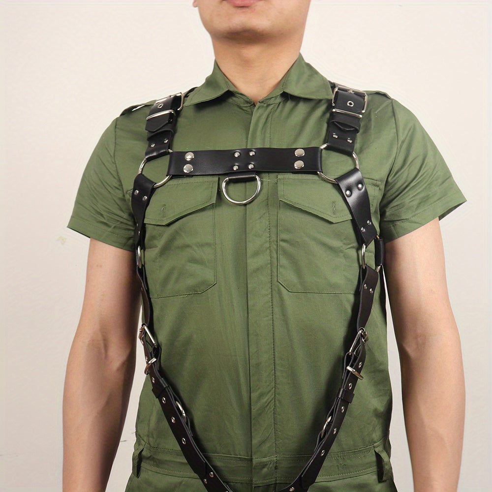Men's Punk Shoulder Strap PU Leather Adjustable Harness Belt