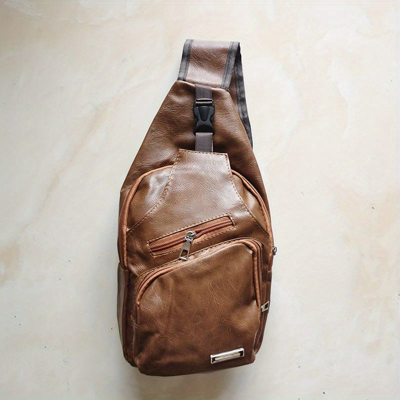 Casual Men's Shoulder Bag USB Chest Bag