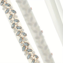 Sparkling Rhinestone Bridal Belt Hand Sewn Floral Design