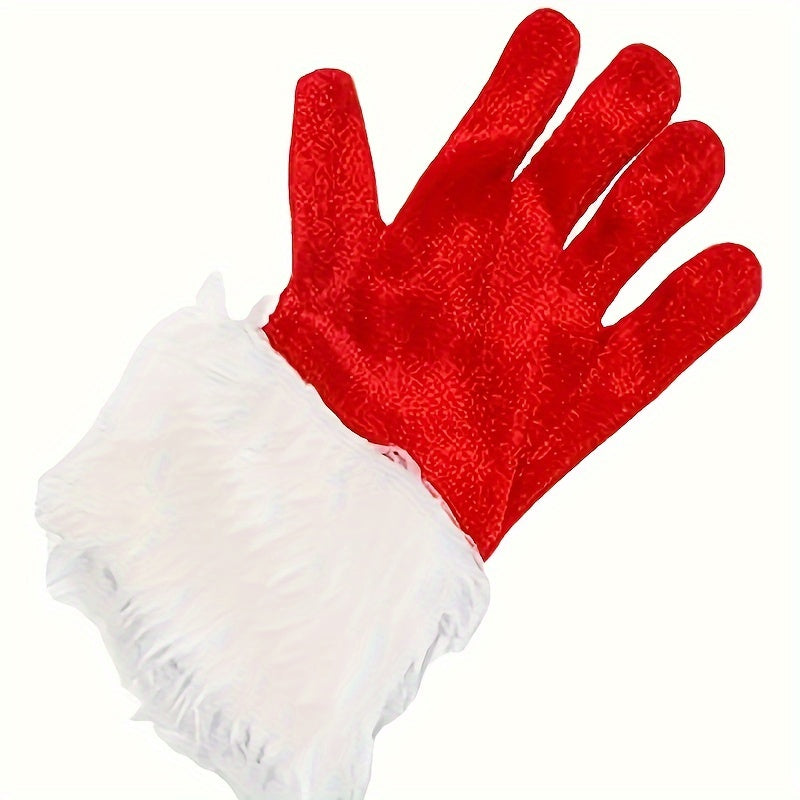 Christmas Full Finger Plush Warm Gloves Santa Claus Costume Party