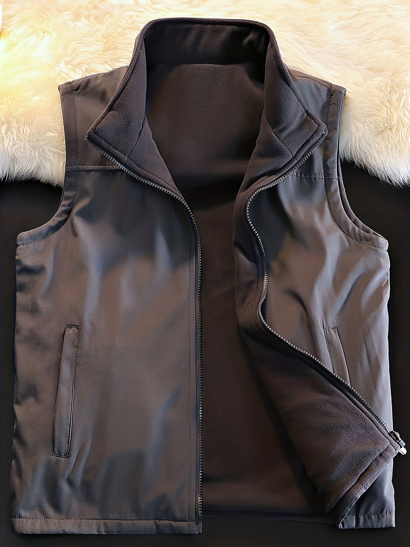 Men's Polar Fleece Reversible Vest for Autumn Winter
