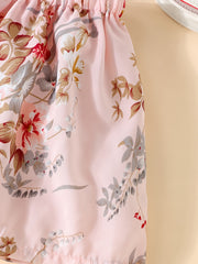 Autumn Girls Knitted Head Pullover Flower Print Skirt Set