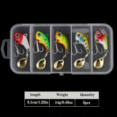 5pcs Metal VIB Spinner Spoon Lure Trout Winter Fishing Hard Baits