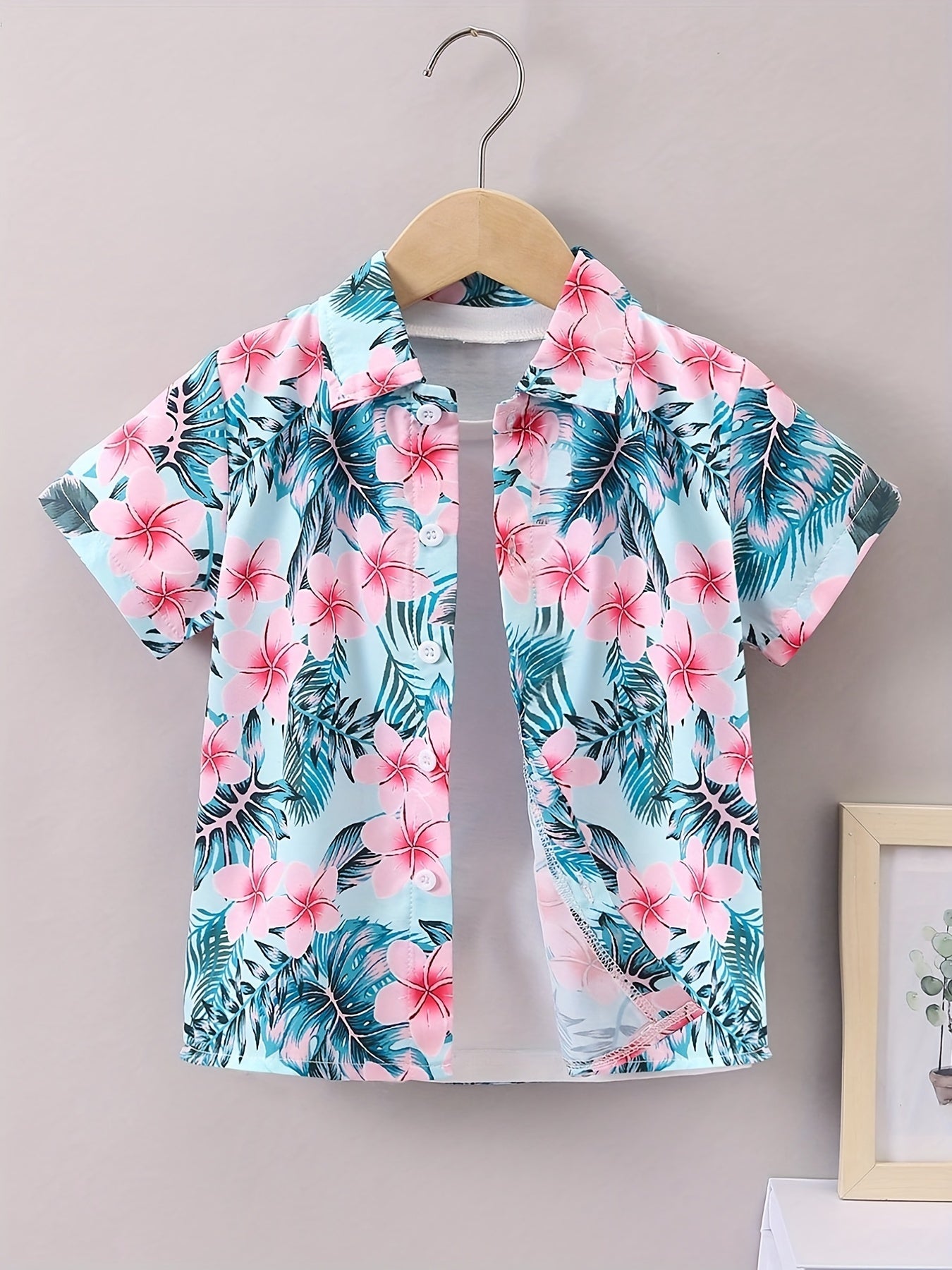 Hawaiian Tropical Leaf & Floral Print Boys Casual Shirt