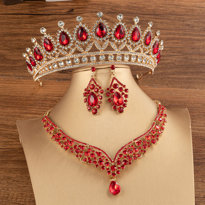 Crystal Rhinestone Bridal Tiaras And Crown Set For Women Queen Princess