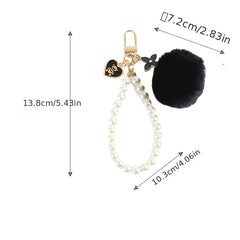 Fur Ball Pearl Bear Tag Bag Pendant Plush Keychain