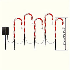 5pcs Solar Candy Cane Outdoor Decor Lights