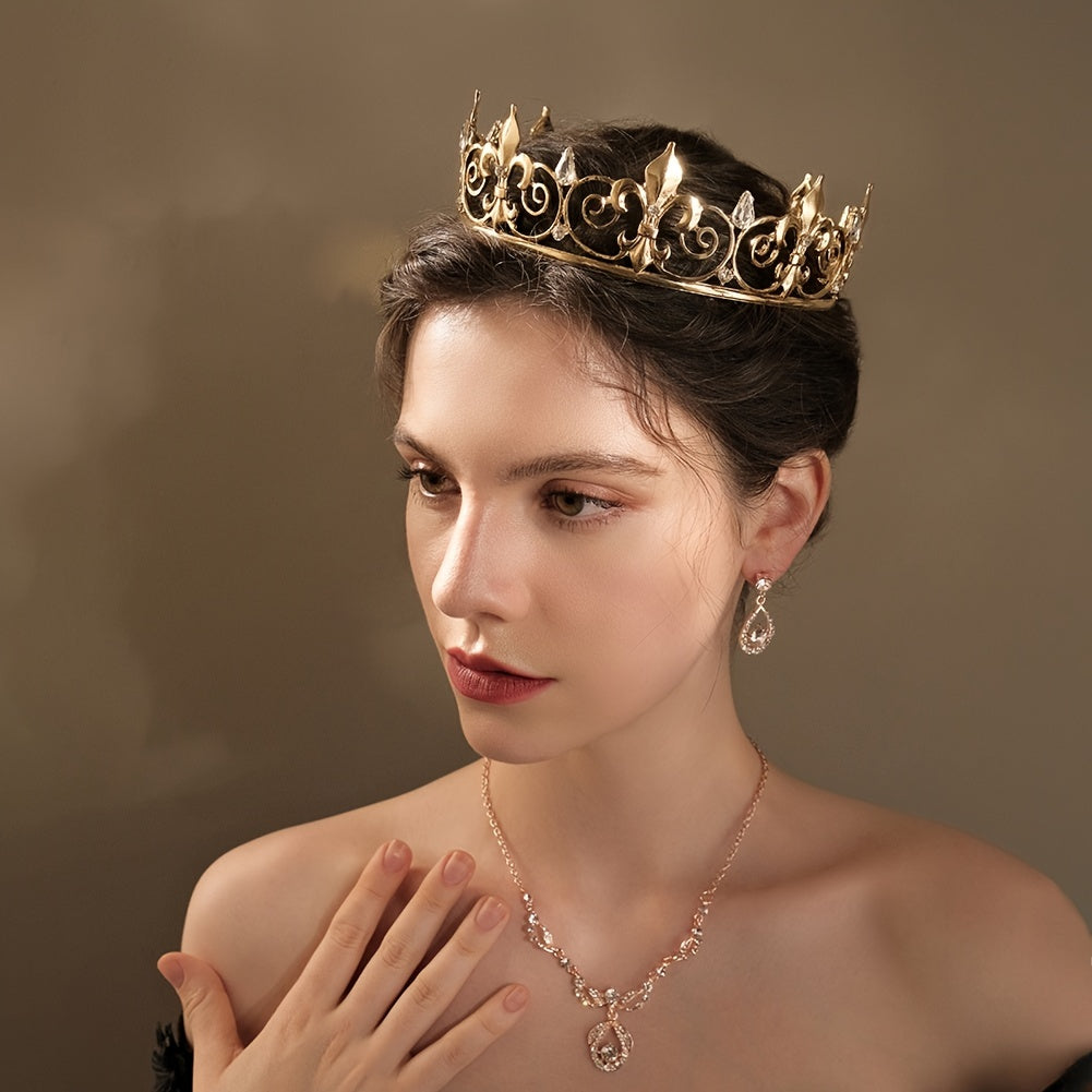 Crystal Tiara Golden Rhinestone Bridal Crown