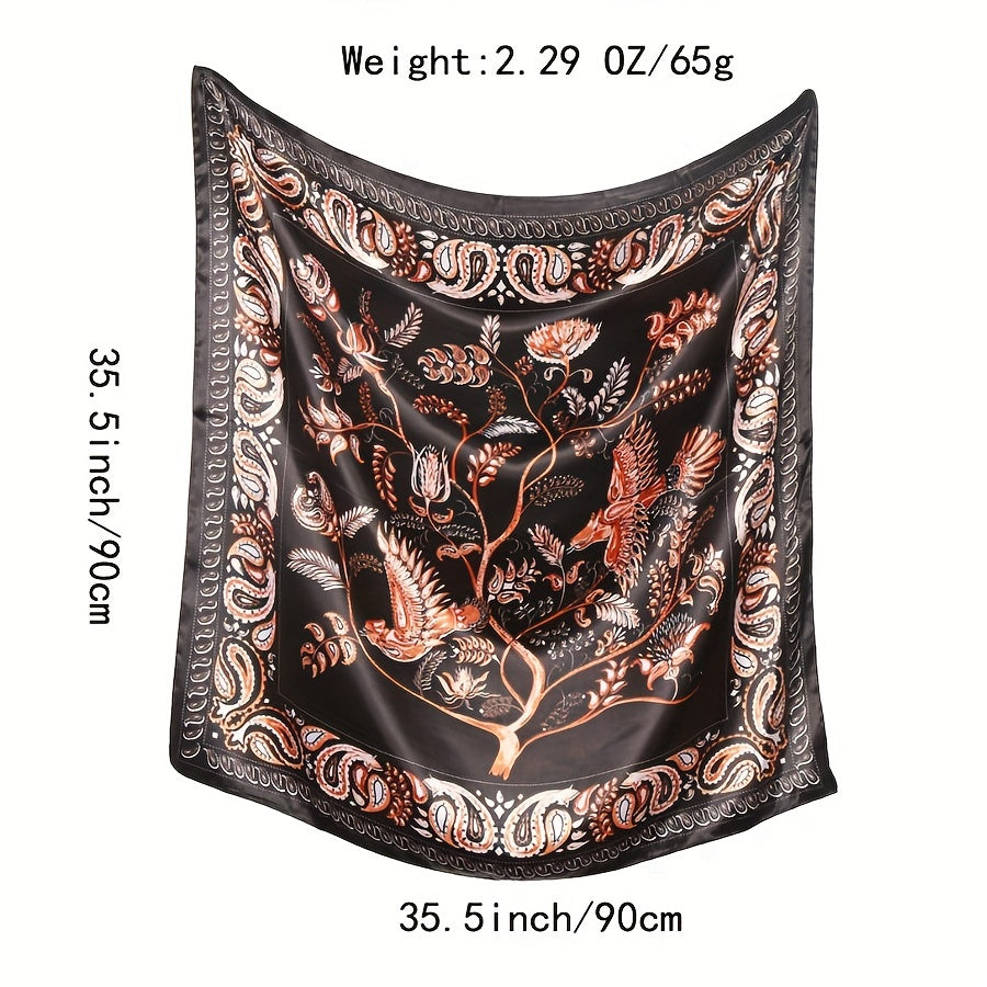 Classic Print Square Scarf Satin Shawl Silk Bandana Hijab Head Wraps