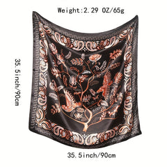 Classic Print Square Scarf Satin Shawl Silk Bandana Hijab Head Wraps