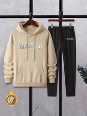 Men's Casual Long Sleeve T Shirt Hooded Sweatshirt & Sweatpants Joggers Set