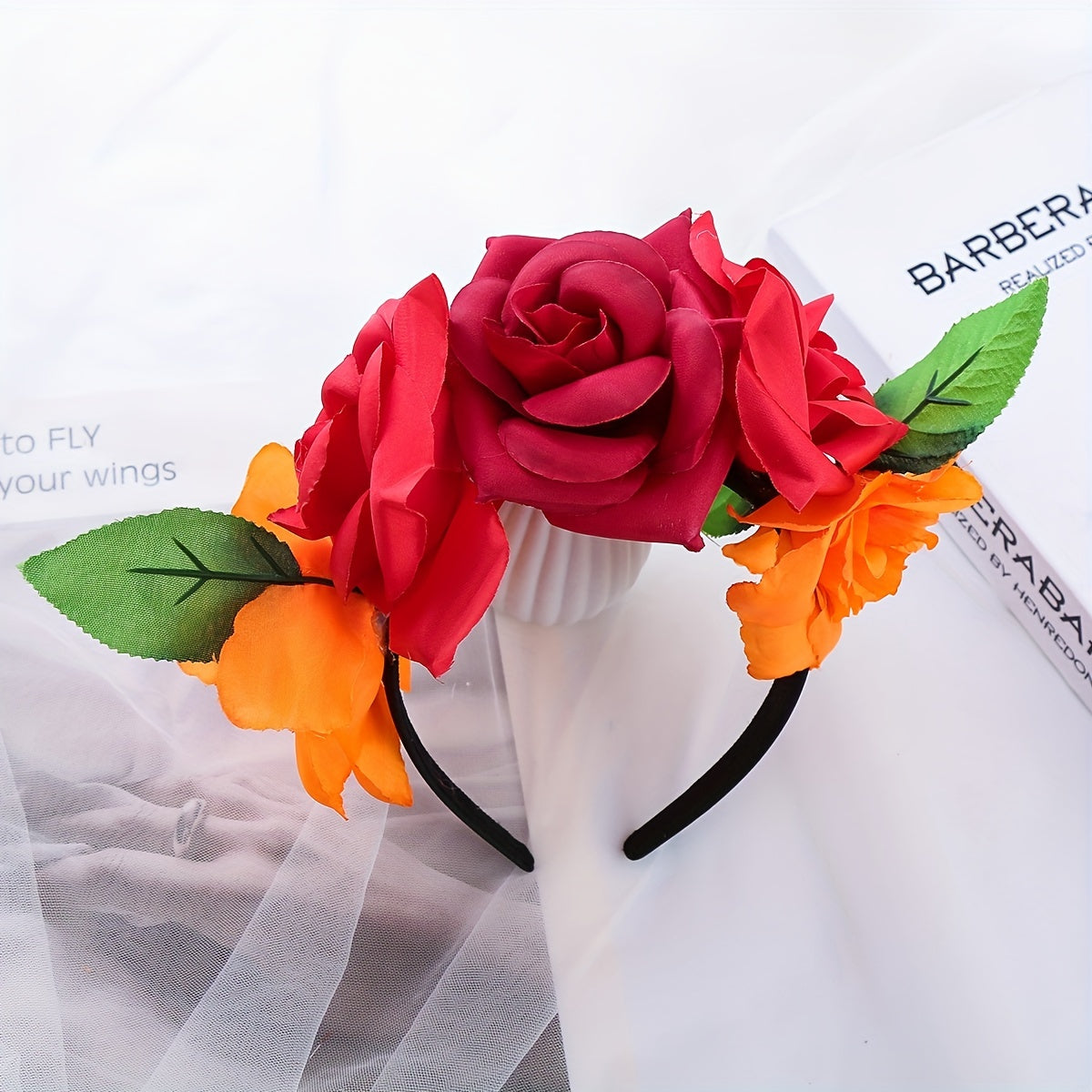 Girl s Rose Flower Wreath Hair Hoop Fairy Birthday Christmas Party Accessory