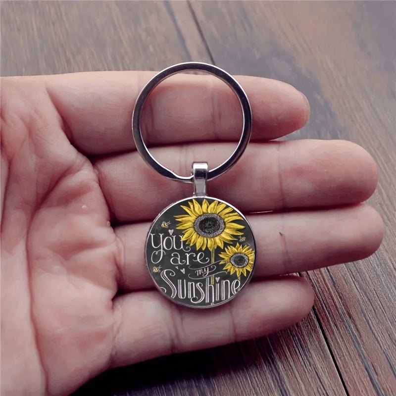 Sunflower Keychain Necklace Retro Bag Charm Wallet Accessory