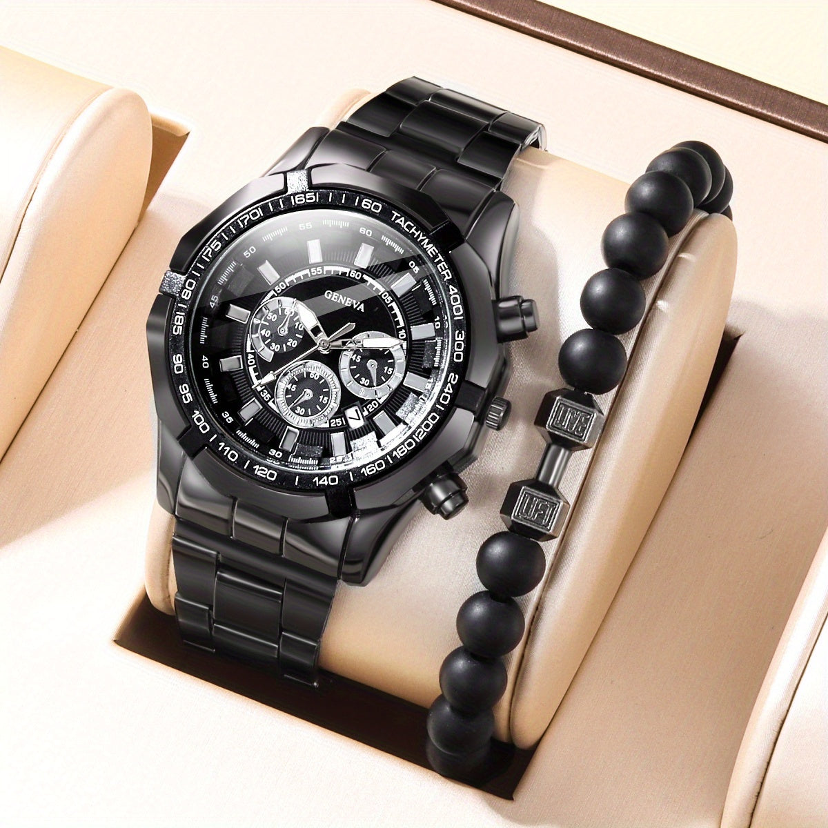 Boys Alloy Steel Band Quartz Watch & Bangle Set