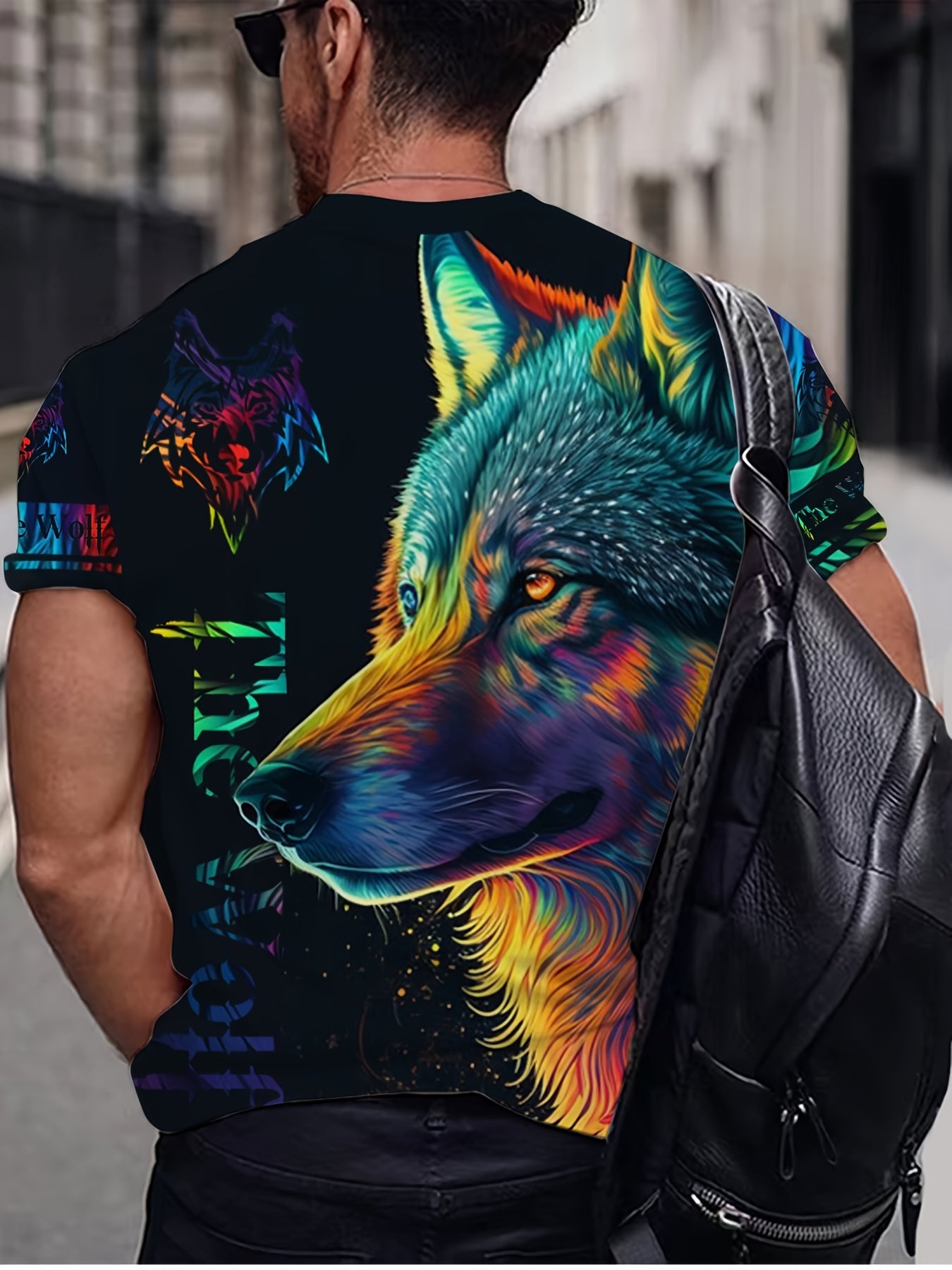 Wolf 3D Pattern Print Men's Short Sleeve T-Shirt Graphic Tee