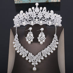 Crystal Faux Pearl Jewelry Set for Women Wedding