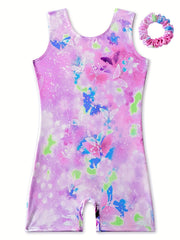 Butterfly Graffiti Sleeveless Gymnastics Suit for Girls