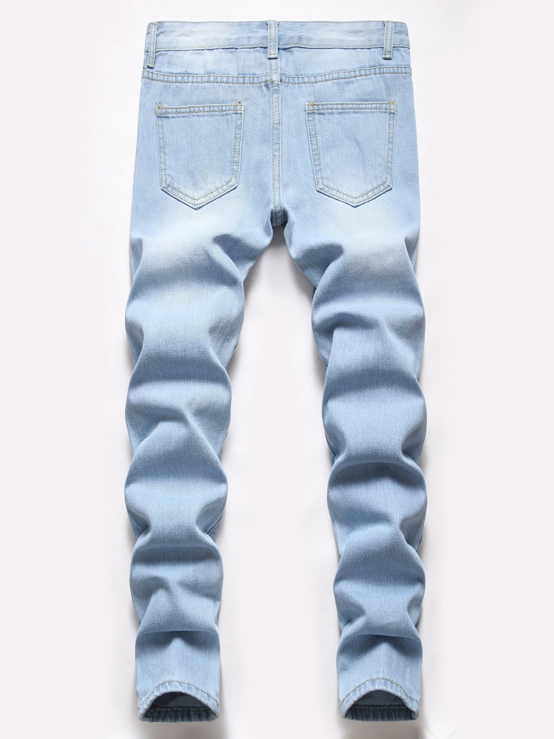 Boys Distressed Skinny Jeans Slim Fit Washed Denim