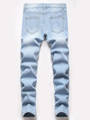 Boys Distressed Skinny Jeans Slim Fit Washed Denim
