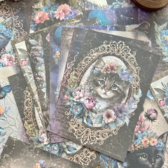 30 Sheets Cat Material Paper Scrapbook Paper For Junk Journal Cardstock Paper