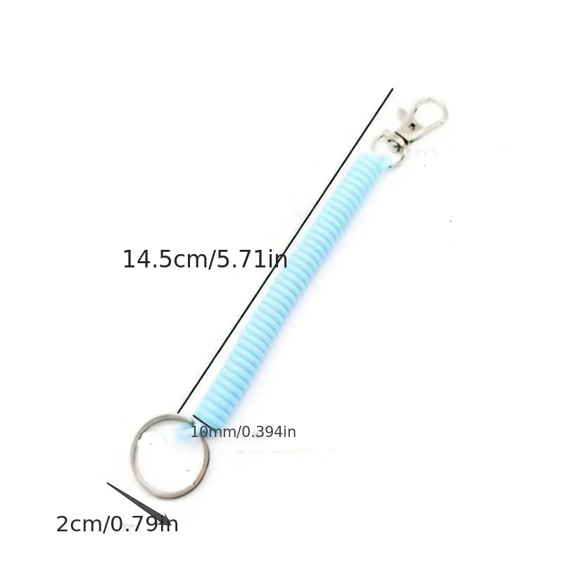 2pcs Retractable Plastic Spring Rope Key Chain Colorful Anti Lost Lanyard