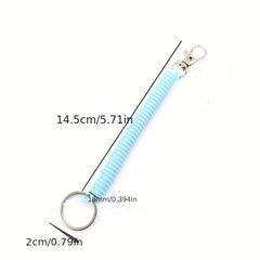 2pcs Retractable Plastic Spring Rope Key Chain Colorful Anti Lost Lanyard