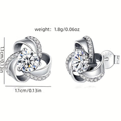 925 Silver Hypoallergenic Stud Earrings Triangle Braided Style Jewelry