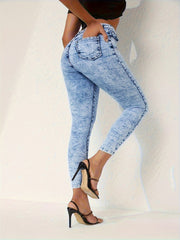 Tie Dye Button Fly Skinny Jeans