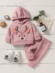 Christmas Baby Deer Hooded Sweatshirt & Pants Creamy