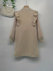 Girl's Sweater Knit Dress Ruffle Long Sleeve Warm Casual Dress