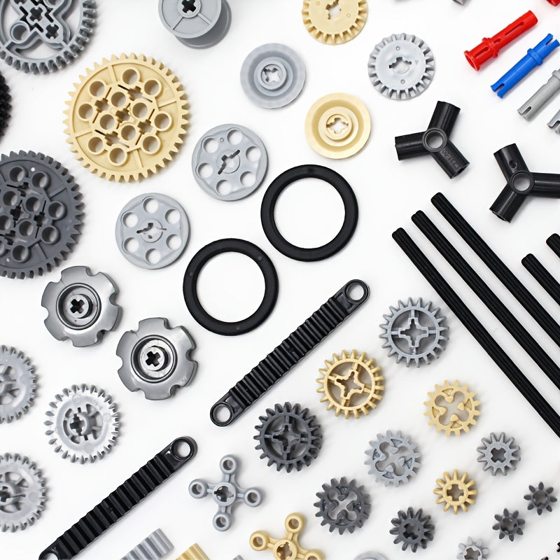 116pc Building Block Tech Components Gears Wheels Pins Connectors