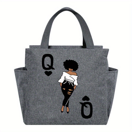 Queen Insulated Lunch Bag Oxford Canvas Tote Cartoon Large Capacity Portable